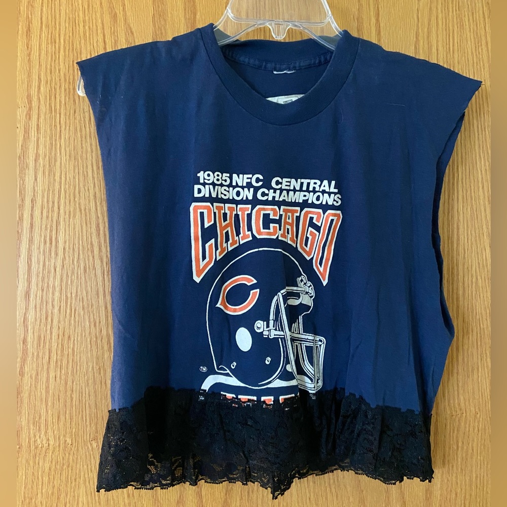 Reworked chicago bears crop top from First of a Kind